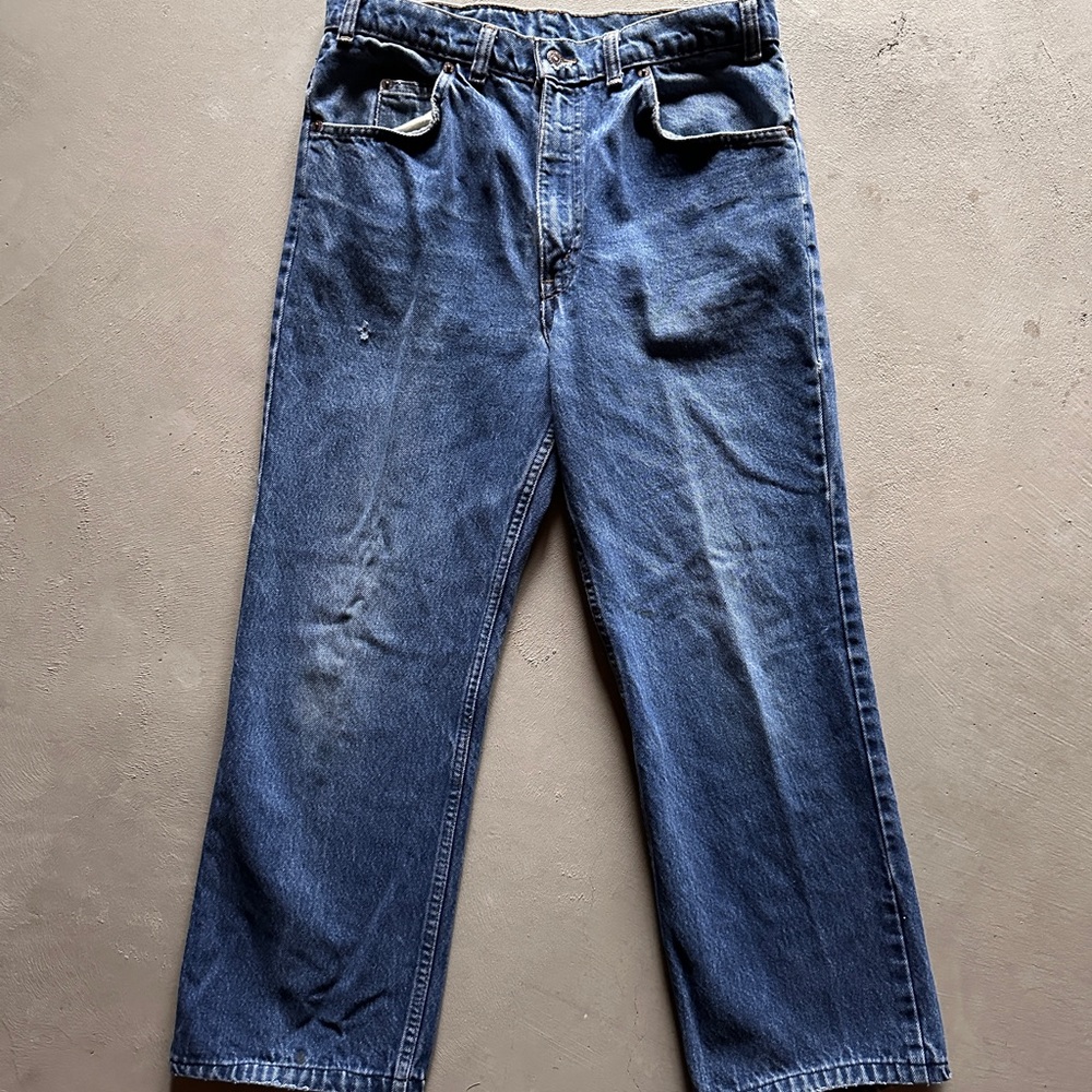 vintage made in canada orange tab levis distressed faded jeans
